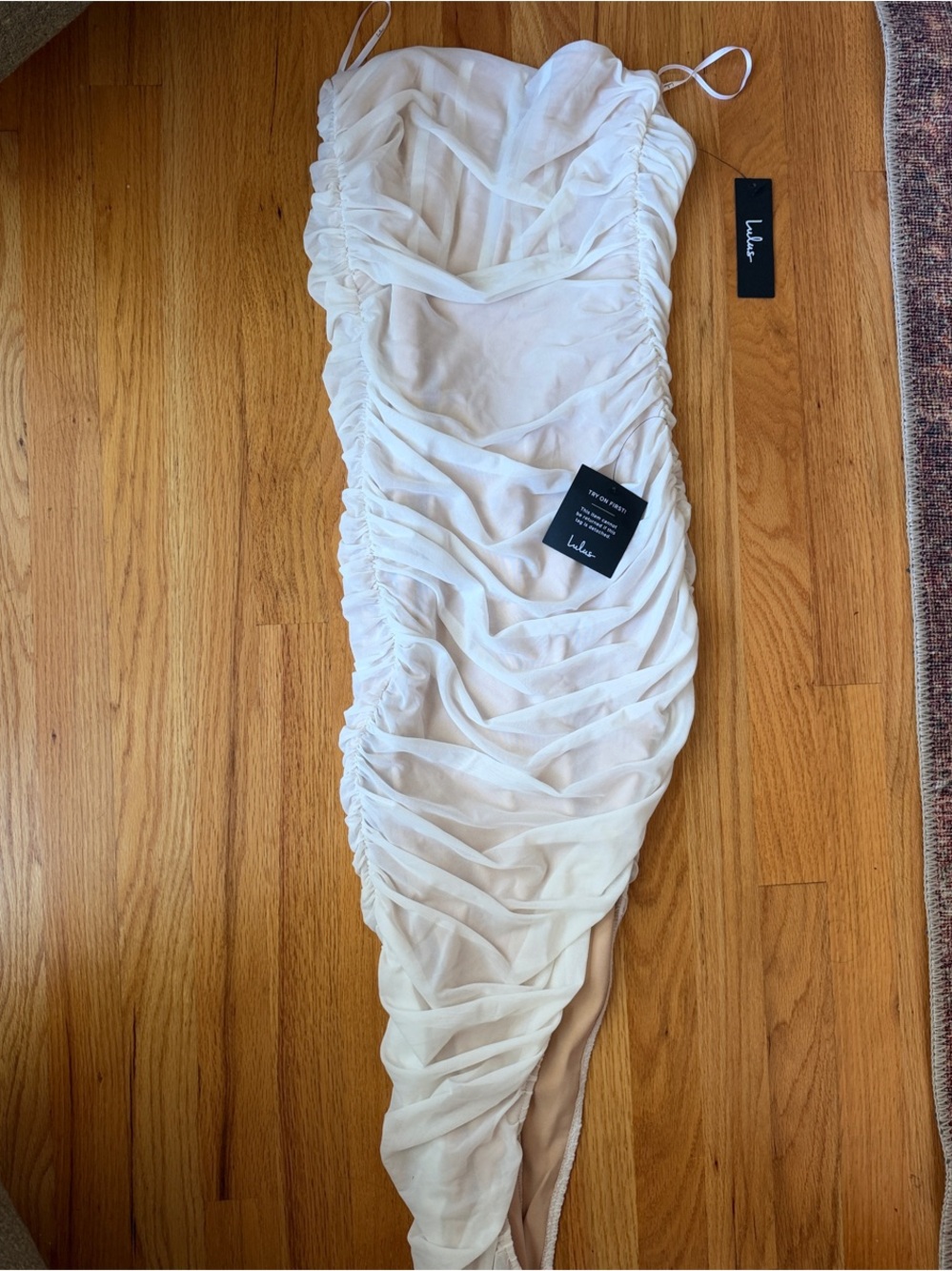 Lulu's White Bodycon Dress with Draped Texture